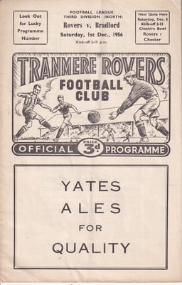 Tranmere Rovers v Bradford Park Avenue Match Programme 1956-12-01